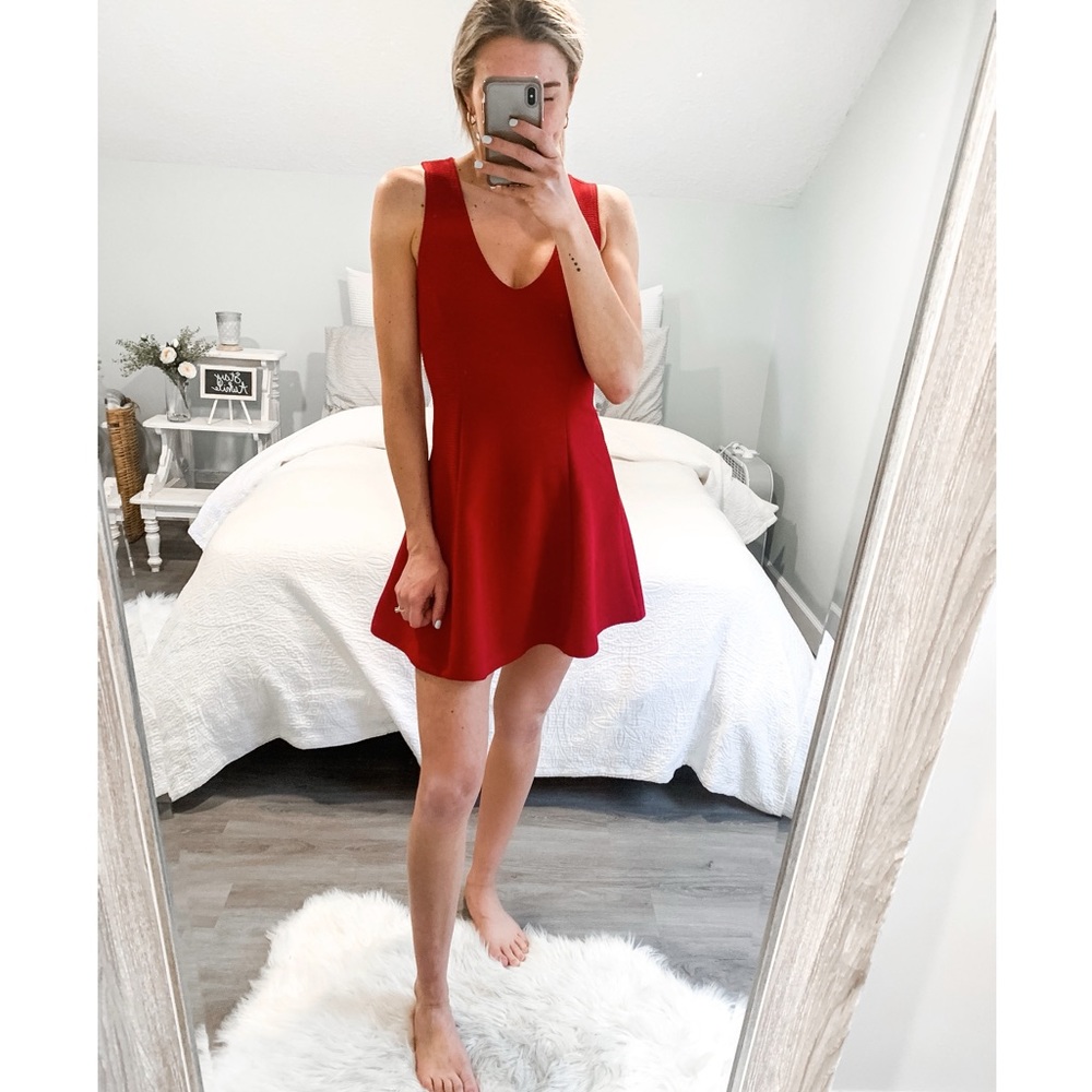 RED SKATER DRESS